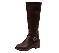 Cowboystiefel Damen, Stretch XXL Herbst Weite H Kniehohe Stiefel Winterstiefel mit Absatz Leder Halbhoch Winter Cowboystiefel Winterboots Schaft Wasserdicht Schlupfstiefel Weitschaftstiefel