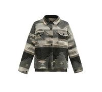COWOKA Damen Vintage Aztekenmuster Lose Shacket Knopfleiste Langarm Wolljacke Shirts Mantel, Schwarz Style2, Small