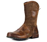 COWSDELLA Herren Stiefel aus Leder Rindsleder mit Cowboy Biker Motorrad Boots CD-5008-1-H1-Brown Braun,US8.5(EU41)