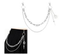 COYUN 1 Pcs Hosenkette Herren Frauen, Schlüsselkette, Hip Hop Punk Wallet Chain, Double Lock Wallet Sicherheitskette, Heavy Duty Biker Geldbörsenkette, Jeanskette, Kette Für Hosen, Doppelreihig