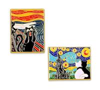 COYUN 2 Pcs Pins For Bags, Enamel Anstecker Pin Lustig Metall Lustige Anstecker Anstecknadel Personalisierte Pins für Kleidung Taschen Rucksäcke,Anstecknadel mit Van-Gogh-Motiv, skurrile Katzenbrosche