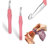 COYUN 2 Stück Häkelnadeln, 7,0 mm, 8,0 mm Häkelnadeln, Stricknadeln mit ergonomischem Griff, Bunt TPR Griff Häkelnadel für Anfänger und Häkelgarn(Zufällige Farbe)