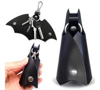 COYUN Batman 2er-Pack Schlüsseltasche aus Leder, Schlüsselmäppchen mit Fledermaus-Design für Auto- und Motorradschlüssel, Schwarz, für Männer, Comic, Batman