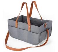Cozary Filztasche Einkaufskorb Groß 16L mit 3 Einsätzen & Trageriemen - Einkaufskorb, Wickeltasche Organizer, Windeltasche - Robuste Filztasche für Einkauf, Reise & Auto - Grau