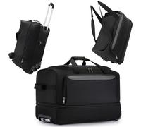 Cozary Reisetasche mit Rollen 57L - 3-in-1 Multifunktions-Reisetrolley aus wasserabweisendem Oxfordstoff, erweiterbarer Reisekoffer mit Rollen für Sporttasche groß Reiserucksack - 56x29x35cm