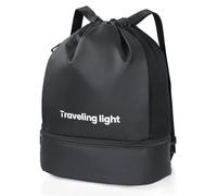 Cozary Turnbeutel Sportbeutel Große Kapazität mit Trennfächern, Ideal für Sport, Reisen und Fitness, mit Schuhfach und mehreren Taschen - Schwarz