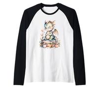 Cozy Green Baby Dragon Book Lover Pastell Fantasy Design Raglan