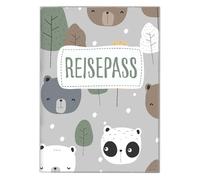 cozy racoon Reisepasshülle für Kinder | Hochwertige Hülle für den Reisepass Deines Kindes |Design Süße Bären (ohne Personalisierung)