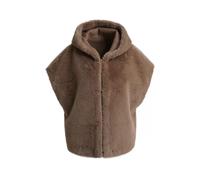 Milano Italy - cozy sleevless hooded vest with clean front closure taupe - Gr. - 42