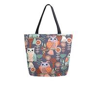 COZYhome Große Handtasche aus Segeltuch mit Blumenmuster, Vogel, Eule, wiederverwendbare Einkaufstasche, Einkaufstasche, Umhängetasche, Geldbörse für Frauen, Arbeit, Schule