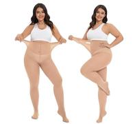 CozyWow Damen Strumpfhose Elastisch Semi-Blickdicht Strumpfhosen Plus Größen XL-4XL 2X Hell Hautfarbe XXL
