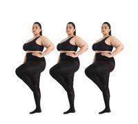 CozyWow Damen Strumpfhose Elastisch Semi-Blickdicht Strumpfhosen Plus Größen XL-4XL 3x Schwarz XXL
