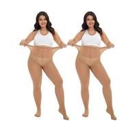 CozyWow Damen Strumpfhose Elastisch Semi-Blickdicht Strumpfhosen Plus Größen XL-XXL 2X Hautfarbe 3XL
