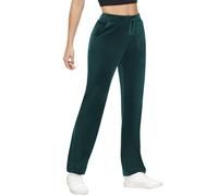 COZZIPLUS Damen-Velourshose, weiche Samt-Jogginghose für Damen, gerades Bein, hohe Taille, Velours-Loungehose mit Taschen, Grün, S