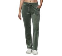 COZZIPLUS Damen-Velourshose, weiche Samt-Sweathose für Damen, gerades Bein, hohe Taille, Velours-Hose mit Taschen, Olivgrün, S