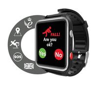 CPR Guardian III Senioren Notruf Uhr - SOS Notrufarmband für Senioren - Smartwatch Senioren mit Sturzerkennung, GPS Tracker, Telefonfunktion und Pulsuhr (Schwarz)