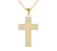 CPSLOVE Damen Kreuz Halskette mit Zirkonia Fashion 925 Silber Religiöse Ketten Anhänger mit Singapurkette für Mädchen, Gold