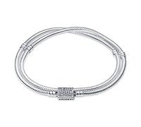 CQWVB Armband Damen 925 Sterling Silber für Beads Charms, Armbänder Moments Schlangen-Gliederarmband Kmpatibel Mit Pandora Bead Charm, Armkette From 17CM to 21CM für Frauen Freundin Mama