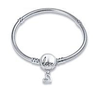 CQWVB Armband Damen 925 Sterling Silber für Beads Charms, Armbänder Moments Schlangen-Gliederarmband Kmpatibel Mit Pandora Bead Charm, Armkette From 17CM to 21CM für Frauen Freundin Mama