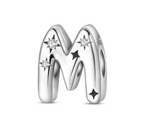 CQWVB Buchstabe Charm Anhänger Damen Alphabet M 925 Sterling Silber für Armband Charms Beads passend für Pandora Armband und Halskette, Kompatibel mit Europäischen Armbänder für Frauen Mädchen