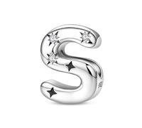 CQWVB Buchstabe Charm Anhänger Damen Alphabet S 925 Sterling Silber für Armband Charms Beads passend für Pandora Armband und Halskette, Kompatibel mit Europäischen Armbänder für Frauen Mädchen