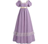 CR ROLECOS Regency-Kleid für Damen, Empire-Taille, Regency-Kostüm, viktorianisches langes Kleid, Teekleid, Violett, XX-Large