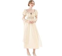 CR ROLECOS Viktorianisches Kleid Damen Regency Kleid für Frauen Bridgerton Puffy Ballkleid mit Handschuhe