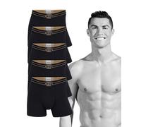 CR7 Cristiano Ronaldo Baumwoll-Badehose für Herren, Packung mit 5, Schwarz, S