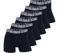 CR7 Herren Boxershorts, 6er Pack - Trunks, Cotton Stretch, Logobund Schwarz / M M Schwarz