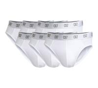 CR7 Herren Slips, 6er Pack - Briefs, Logobund, Stretch Cotton Weiß L