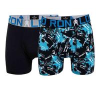 CR7 Jungen Boxershorts, 2er Pack - Trunks, Cotton Stretch, Logobund Schwarz/Blau 140/146
