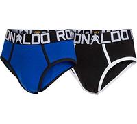 CR7 CRISTIANO RONALDO Jungen Enganliegende Boxershorts Line Brief 2-Pack, Blau/Schwarz, 7/9, 8400 6600 480
