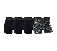 CR7 Herren Boxershorts, 4er Pack - Camouflage, Trunks, Cotton Stretch, Logobund Schwarz/Grün L