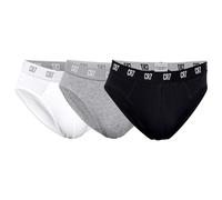 CR7 Herren Slips, 3er Pack - Briefs, Logobund, Stretch Cotton Schwarz/Grau/Weiß L