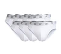 CR7 Herren Slips, 6er Pack - Briefs, Logobund, Stretch Cotton Weiß L