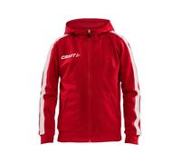 Craft Kapuzenpullover Hoodie Fullzip Pro Control rot/weiss Jungen, Größe 134/140