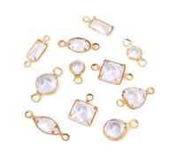 Craftdady 110 Stück Messing klare Zirkonia-Anhänger, facettierte Strass, baumelnde Charms, Herz, quadratisch, rund, Zirkonia, Stein-Anhänger für Schmuckherstellung, DIY-Halskette, Zirkonia