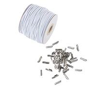 Craftdady 2 mm elastische weiße Kordel, 43,74 m, Stretch, runde Schnur, elastische Schlaufe mit Metall-Widerhaken zum Basteln, Buchbinden.