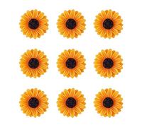 Craftdady 50 Stück Sonnenblumen-Cabochons aus Harz mit flacher Rückseite, 15 mm, oranger Helianthus, Blumen-Dekoration, Schleim-Charms, Perlen für Zuhause, Basteln, Dekoration, Sammelalben