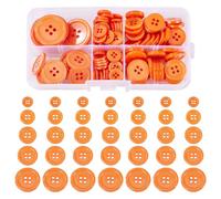 Craftdady Knöpfe aus Kunstharz, 4 Löcher, 11/15/18/20/25 mm, klein, groß, sortiert, für Stricken, Malen, Scrapbooking, Orange, 190 Stück