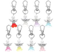 CRAFTHROU Schutzengel Schlüsselanhänger bei Zufällige Farbe mit Papieranhänger und Organza Beutel 8 Stück aus Zinklegierung Dekorative Schlüsselringe für Autoschlüssel und