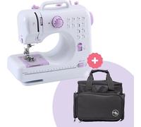 Crafts&Co® Nähmaschine & Tasche Combideal | Mini-Nähmaschine für Anfänger mit 12 Stichen | Nähmaschinentasche mit Staufächern