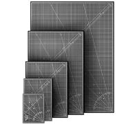 CRAFTUS Schneidematte A0 Schwarz-Grau [90x120cm] | Bastelunterlage selbstheilend mit 5-lagigem Schnittschutzkern | Bastelmatte mit beidseitigen Präzisionsmuster & Winkelmesser