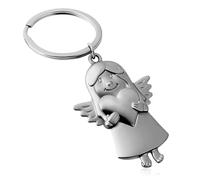 CraftWerk Schutzengel Schlüsselanhänger mit Herz - Glücksbringer für Prüfungen, Führerschein oder als Geschenk - Silberfarben - 8,5 x 3,5 cm