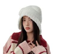 Crancious The Human Bear Ears Warme Mütze - Y2K Adventure Time Plüschmütze für Frauen - Allround-Kopf und Ohr, Weiss/opulenter Garten, Einheitsgröße