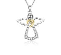 CRASLYMO Schutzengel Kette 925 Silber Halskette Engel Anhänger Geburtstag Geschenke für Frauen Mädchen Kinder