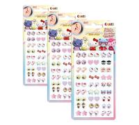 CRAZE STICKER EARRINGS Hello Kitty - Klebeohrringe Mädchen, Ohrringe zum aufkleben mit Hello Kitty-Motiv, Mädchen Kinderschmuck (Packung mit 3)