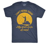 Crazy Dog Herren-T-Shirt I Can't Work Today My Arm is in A Cast , lustiges Angel-T-Shirt zum Vatertag, Geschenke fur Opa, Fischer, lassiges Baum