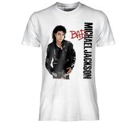 CRAZY FOR ROCK Michael Jackson T-Shirt, offizielles Bad. Unisex-T-Shirt aus Baumwolle, reguläre Passform für Erwachsene und Jungen, Weiß, Large