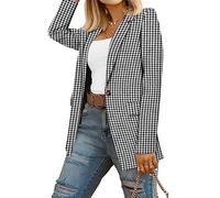 CRAZY GRID Damen-Blazer mit gefütterter professioneller Arbeitsjacke mit Taschen, 1 Hahnentrittmuster, normale Größe, XXL